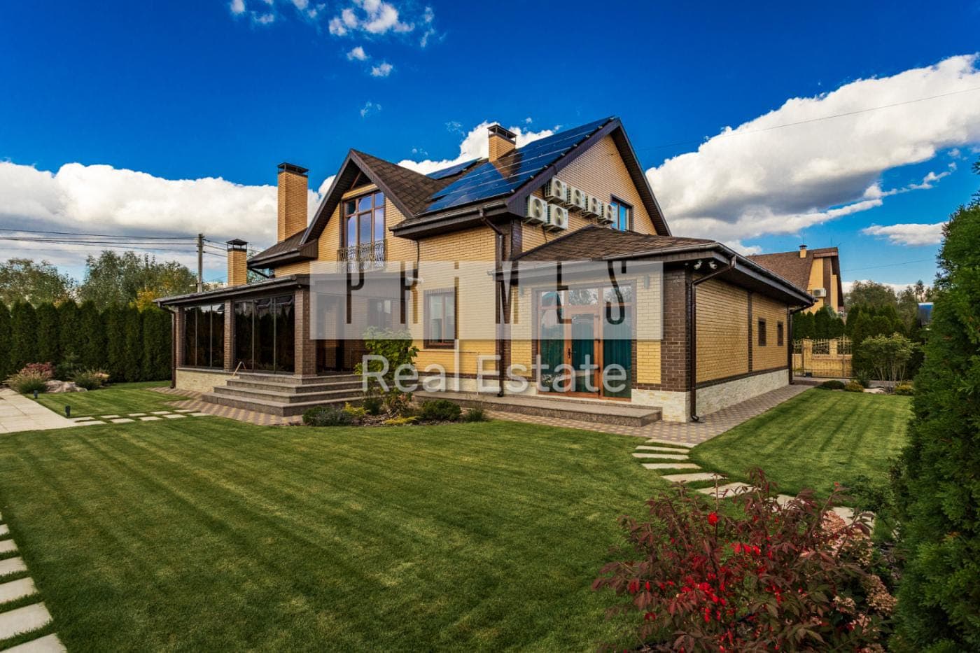 The house and lawn